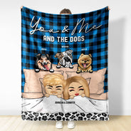 You & Me And The Dogs The Cats - Gift For Couple Dog Cat Lovers - Personalized Custom Fleece Blanket