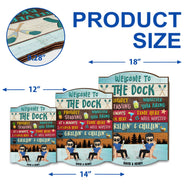 Proudly Serving Time Here Is Well Wasted - Lake House, Pool House Decor - Personalized Custom Shaped Wood Sign