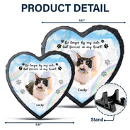 Custom Photo No Longer By My Side Forever In Our Heart - Dog Cat Pet Memorial Gift - Personalized Heart Memorial Garden Stone
