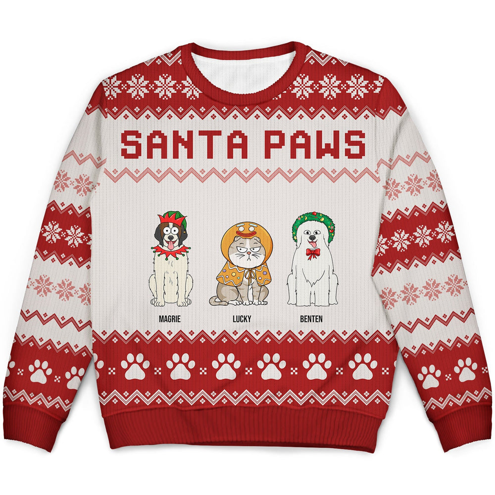 Santa Paws - Christmas Gift For Dog Cat Lovers - Personalized Unisex Ugly Sweater