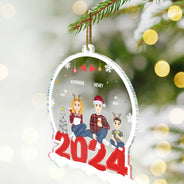 Family Flat Art Christmas - Personalized Custom Shaped Acrylic Ornament