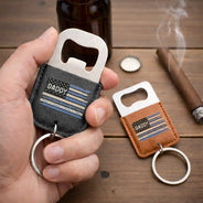 Gift For Father,Gift For Grandpa,Gift For Men,Happy,Retirement,Independence Day,America 250th - Stars And Stripes Dad Papa Grandfather - Personalized Leather Bottle Opener Keychain