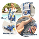 Gift For Yourself,Gift For Women,Gift For Men,Beach,Summer,Gift For Bestie,Non-Eng,Photo,Playful - Custom Photo Tropical Leaves Pattern With Family Pet Face - Personalized Beach Towel