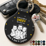 Gift For Father,Gift For Grandpa,Custom Photo,Dog Dad,Cat Dad,Pet Dad,Non-Eng,Photo - Pencil Sketch,Grateful - Custom Photo Pencil Sketch Drive Safe Daddy Grandpa - Personalized Custom Shaped Leather Keychain