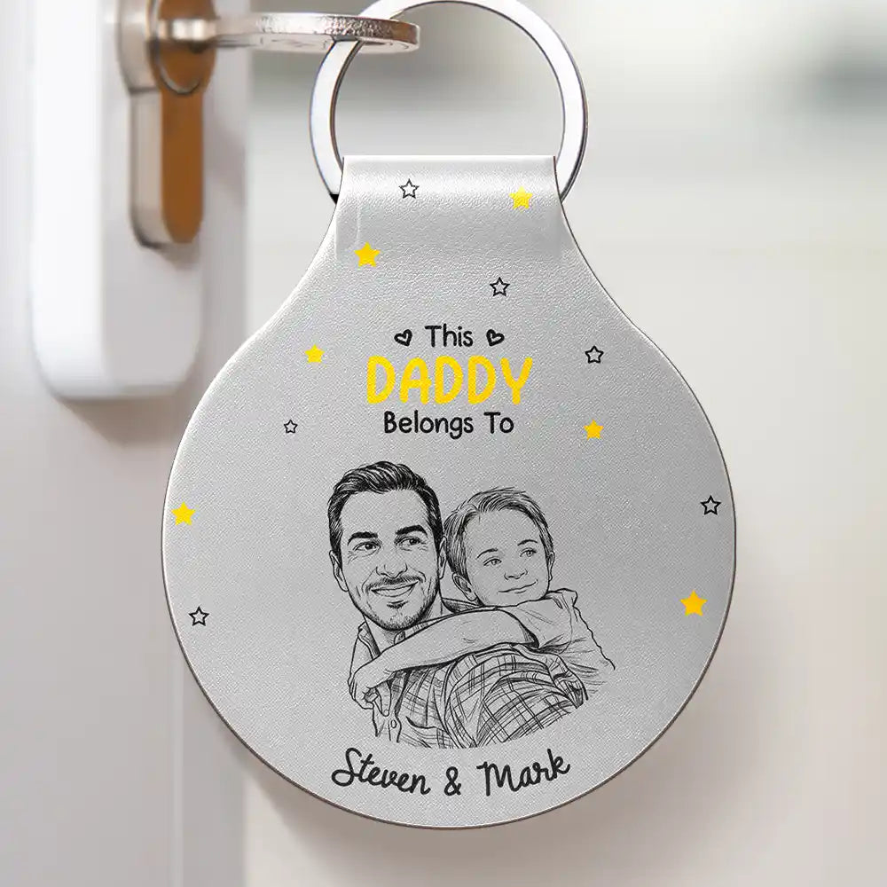 Gift For Father,Gift For Grandpa,Custom Photo,Dog Dad,Cat Dad,Pet Dad,Non-Eng,Photo - Pencil Sketch,Grateful - Custom Photo Pencil Sketch Drive Safe Daddy Grandpa - Personalized Custom Shaped Leather Keychain