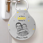 Gift For Father,Gift For Grandpa,Custom Photo,Dog Dad,Cat Dad,Pet Dad,Non-Eng,Photo - Pencil Sketch,Grateful - Custom Photo Pencil Sketch Drive Safe Daddy Grandpa - Personalized Custom Shaped Leather Keychain
