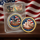 America 250th,Custom Photo,Independence Day,Gift For Yourself,Proud,Upload Full Photo - Custom Photo Stars And Stripes Faith, Family & Freedom - Personalized Commemorative Keepsake Coin