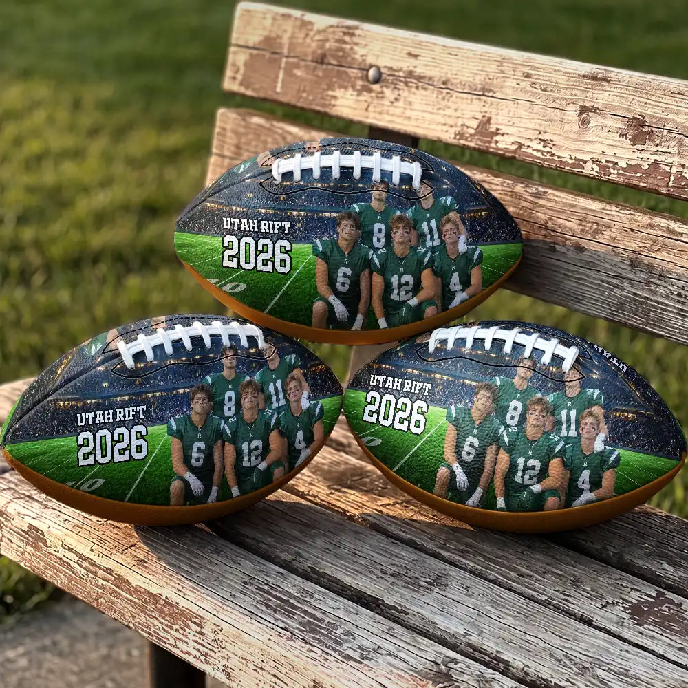 Christmas,Custom Photo,Football,Gift For Kids,Happy,Remove BG Photo,Top Market - Senior Night Gift For Football Team Player - Personalized Custom Photo Stadium Background Leather Football