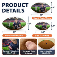 Christmas,Custom Photo,Football,Gift For Kids,Happy,Remove BG Photo,Top Market - Senior Night Gift For Football Team Player - Personalized Custom Photo Stadium Background Leather Football