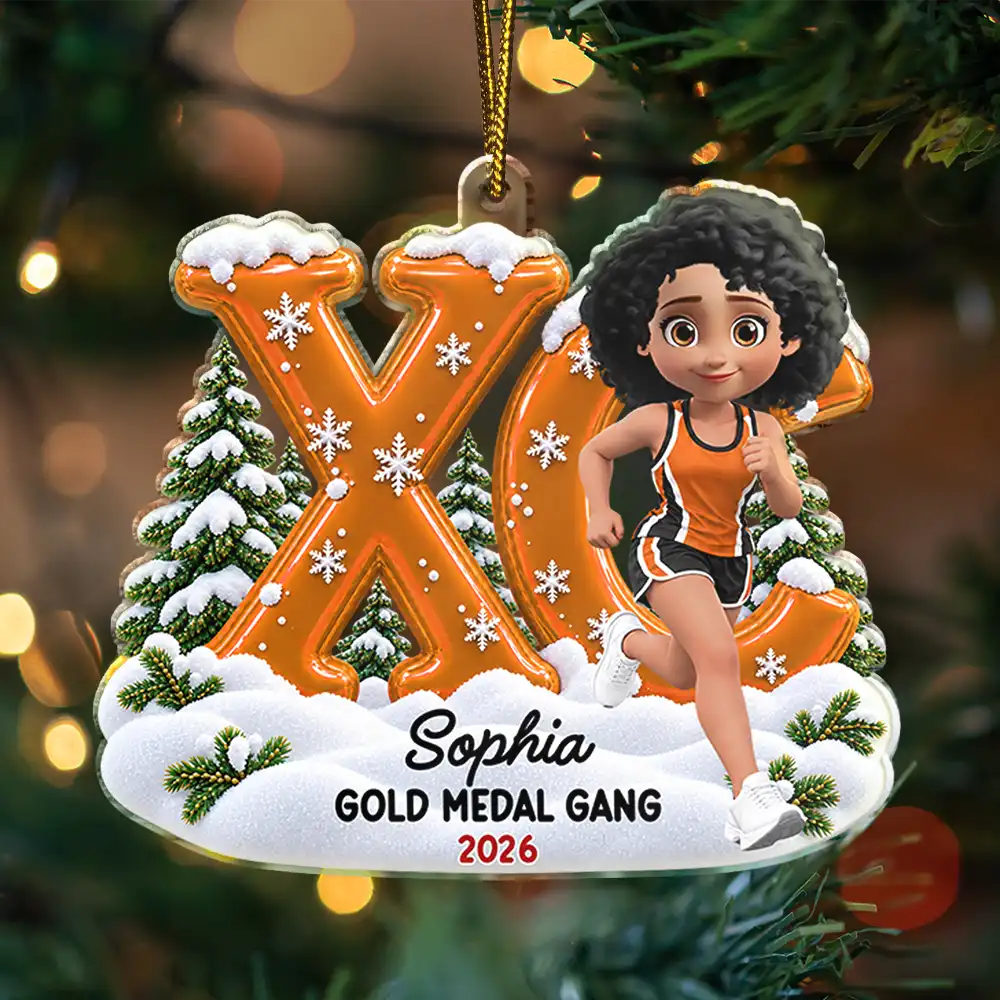 Christmas,Happy,Top Market,Vector - Christmas Gift For Runner Boy Girl - Personalized Cross Country Acrylic Ornament