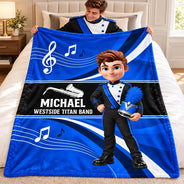 Christmas,Happy,Top Market,Vector - Christmas Gift For Son, Grandson, Daughter, Granddaughter - Personalized Music Marching Band Fleece Blanket, Sherpa Blanket