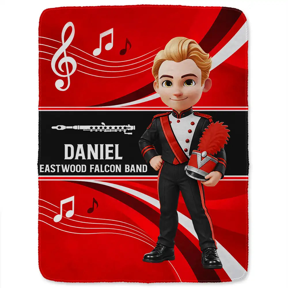 Christmas,Happy,Top Market,Vector - Christmas Gift For Son, Grandson, Daughter, Granddaughter - Personalized Music Marching Band Fleece Blanket, Sherpa Blanket