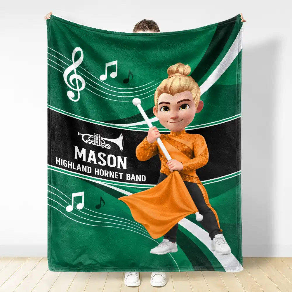 Christmas,Happy,Top Market,Vector - Christmas Gift For Son, Grandson, Daughter, Granddaughter - Personalized Music Marching Band Fleece Blanket, Sherpa Blanket