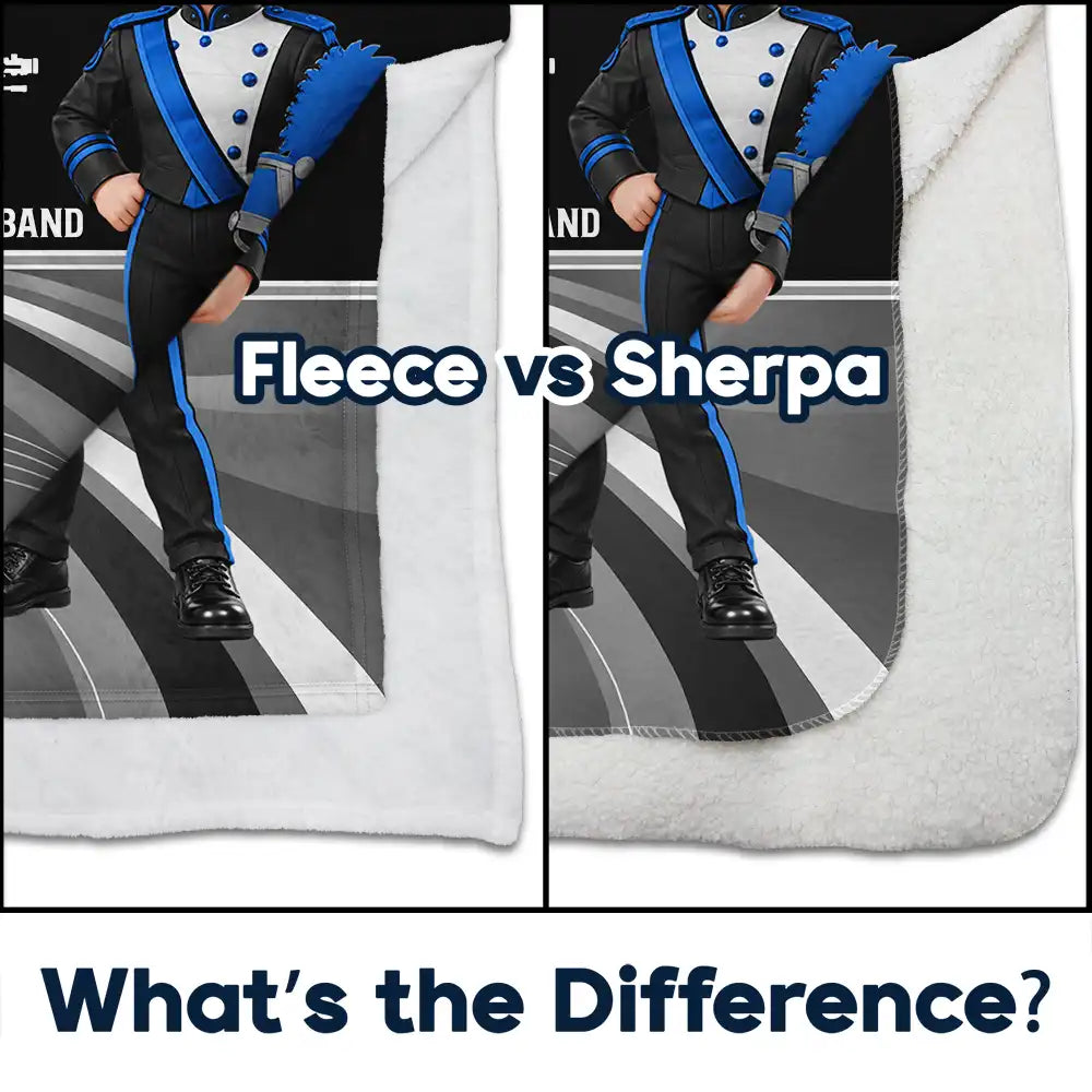 Christmas,Happy,Top Market,Vector - Christmas Gift For Son, Grandson, Daughter, Granddaughter - Personalized Music Marching Band Fleece Blanket, Sherpa Blanket