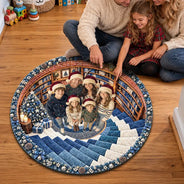 Art Design, Christmas, Cozy, Custom Photo, Family, Photo - Santa Hat Looking Up Human, Top Market - Gift For Family - Personalized Custom Photo Custom Photo Santa Hat And Lights Christmas Rug