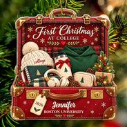 Christmas, Happy, Icon, Top Market - Christmas Gift For Daughter, Son, Granddaughter, Grandson - Personalized College Suitcase Acrylic Ornament