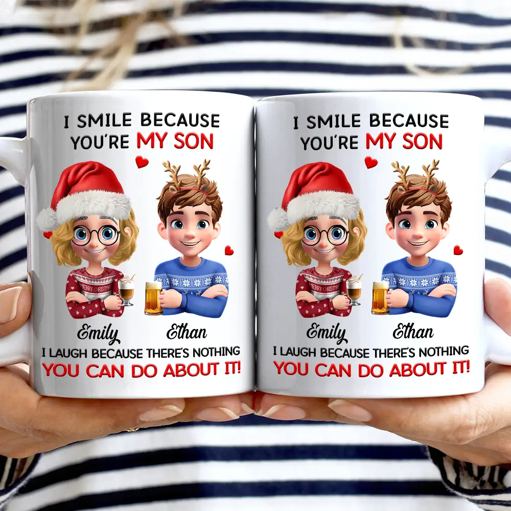 Gift For Daughter, Gift For Son, Funny - Dad Daughter I Laugh Because There’s Nothing You Can Do About It - Personalized Mug