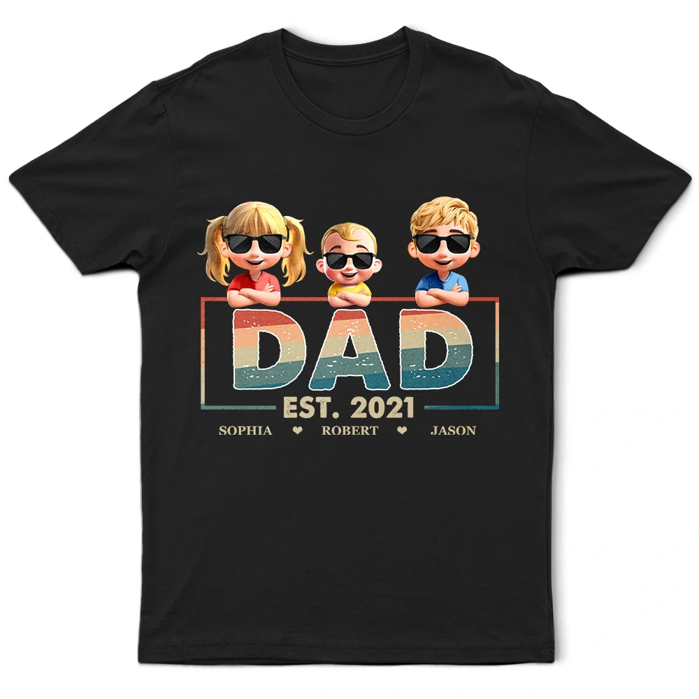 Dad Est Grandpa Father 3D Cartoon - Personalized T Shirt