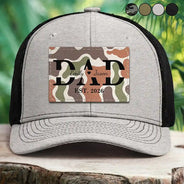Gift For Father,Dad - Children,Gift For Grandpa,Special Font,Adorable - Dad Grandpa Est - Personalized Leather Patch Hat