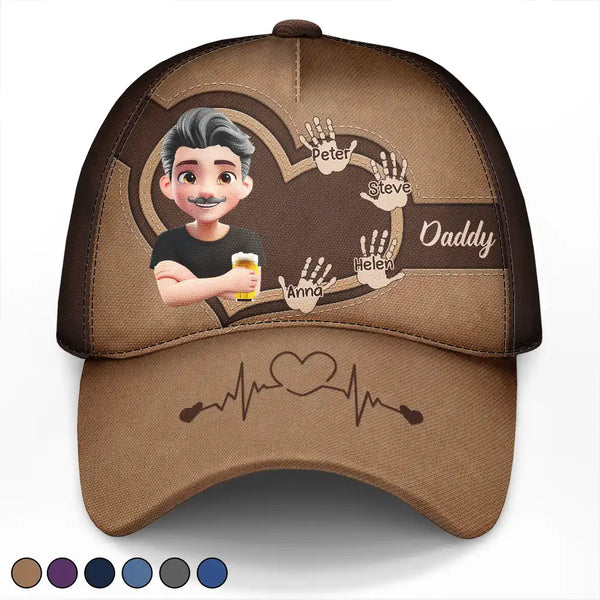 Dad Grandpa Handprints 3D Effect - Personalized Classic Cap