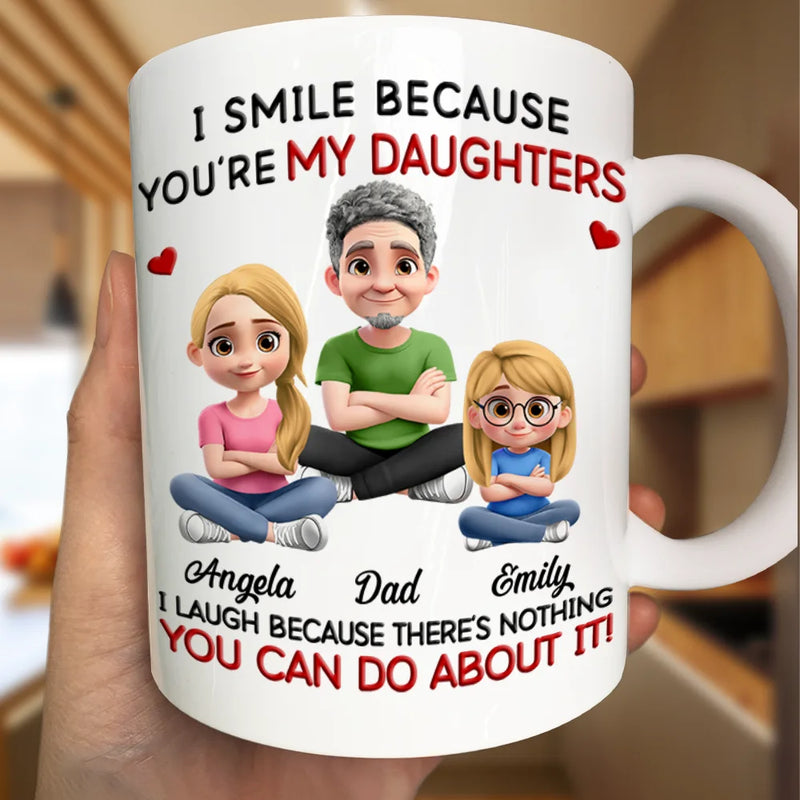 Gift For Son,Dad - Sons,Dad - Daughters (Adult),Dad - Daughters (Young),Gift For Daughter,Grandpa - Grandkids,Gift For Grandkids,Happy - Dad Grandpa I Smile Because You Are My Daughters Sons Grandkids - Personalized Mug