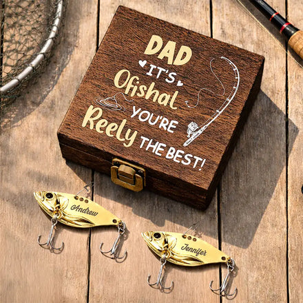 Dad Grandpa It's Ofishal - Personalized Metal Fish Lure Set