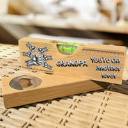 Gift For Father,Gift For Grandpa,Icon,Proud - Dad Grandpa You're On Another Level - Personalized Bottle Opener Wood Level