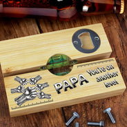 Gift For Father,Gift For Grandpa,Icon,Proud - Dad Grandpa You're On Another Level - Personalized Bottle Opener Wood Level