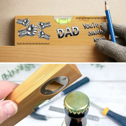 Gift For Father,Gift For Grandpa,Icon,Proud - Dad Grandpa You're On Another Level - Personalized Bottle Opener Wood Level