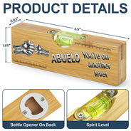 Gift For Father,Gift For Grandpa,Icon,Proud - Dad Grandpa You're On Another Level - Personalized Bottle Opener Wood Level