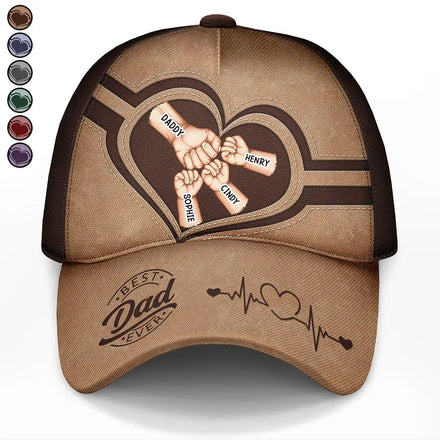 Dad Kid Hand Punch Best Dad Ever Father Grandpa - Personalized Classic Cap