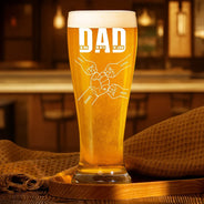 Gift For Father - Dad Kid Hand Punch The Man The Myth The Father - Personalized Pilsner Glass