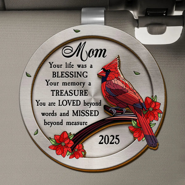 Memorial, Family, Gift For Grandparents, Parents, Sad - Dad Mom Your Life Was A Blessing Memorial - Personalized Custom Shaped Car Visor Clip