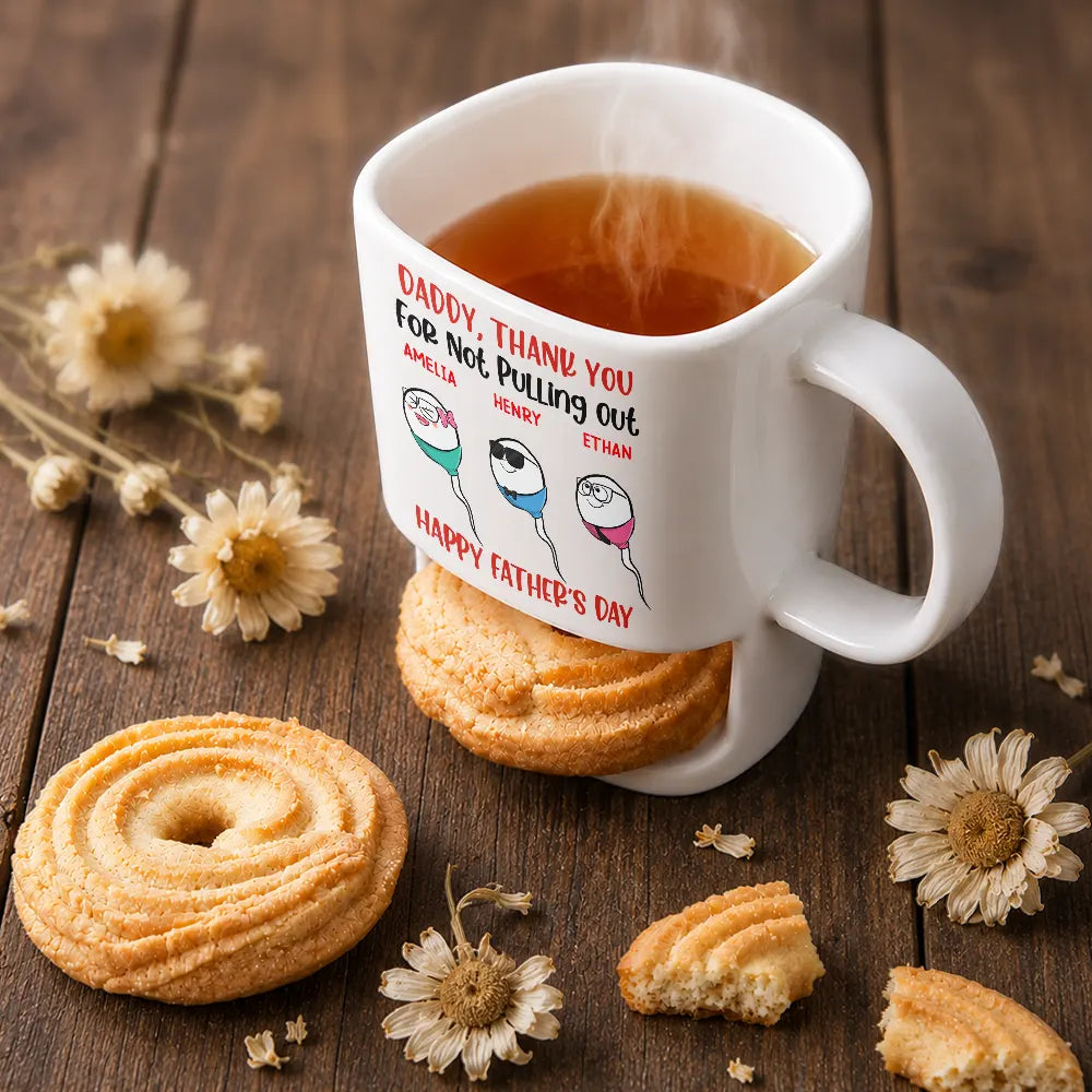 Gift For Father,Gift For Grandpa,Non-Eng,Icon,Humorous - Dad Thank You For Not Pulling Out Funny Swimming Champion - Personalized Cookie Mug