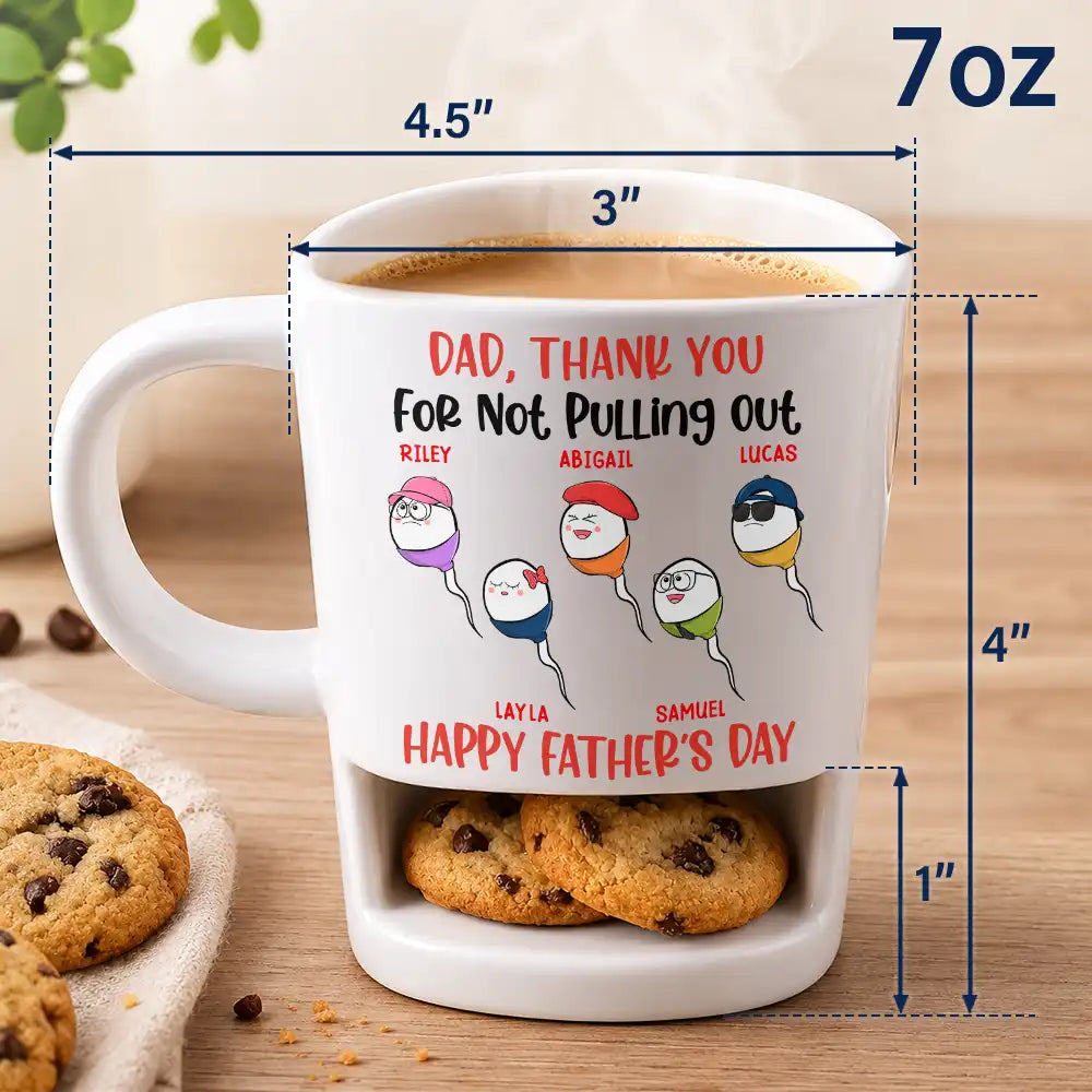 Gift For Father,Gift For Grandpa,Non-Eng,Icon,Humorous - Dad Thank You For Not Pulling Out Funny Swimming Champion - Personalized Cookie Mug