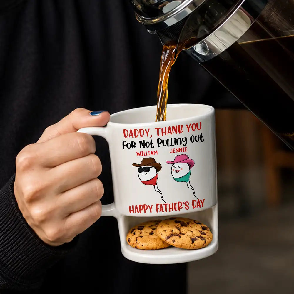 Gift For Father,Gift For Grandpa,Non-Eng,Icon,Humorous - Dad Thank You For Not Pulling Out Funny Swimming Champion - Personalized Cookie Mug