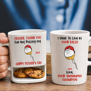 Gift For Father,Gift For Grandpa,Non-Eng,Icon,Humorous - Dad Thank You For Not Pulling Out Funny Swimming Champion - Personalized Cookie Mug