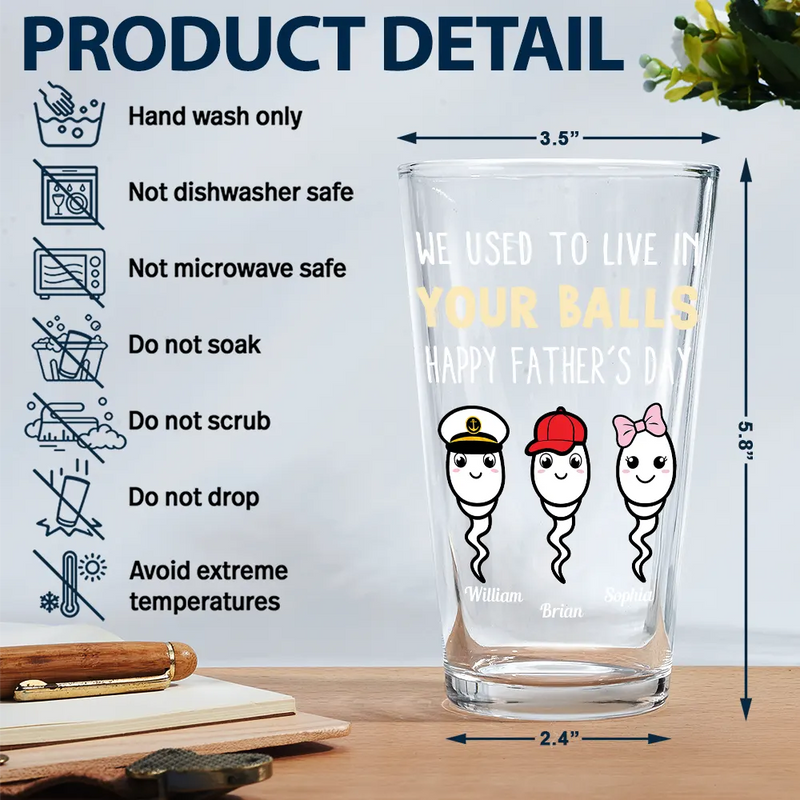 Gift For Father - Dad Thanks For Not Pulling Out Funny Kids - Personalized Beer Glass