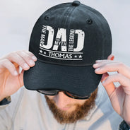 Gift For Father,Humorous,Custom Text - Dad The Man The Myth The Legend - Personalized Vintage Washed Denim Cap