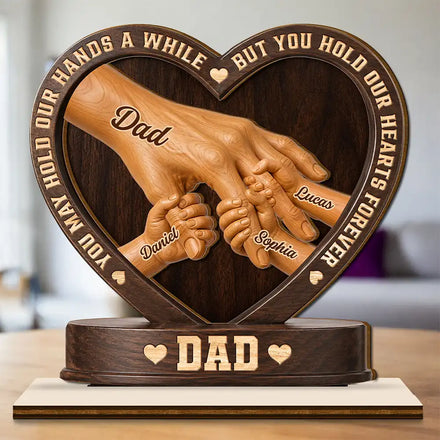 Dad We Will Always Reach For You - Personalized Custom Shaped Wooden Plaque