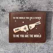 Gift For Father,Love,Gift For Grandpa - Dad You Are The World To Us - Personalized Leather Wallet