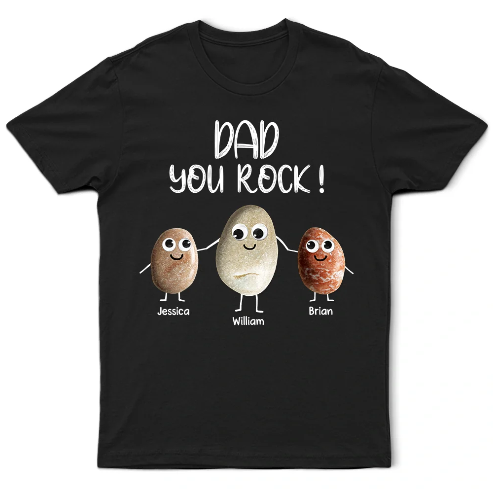 Dad You Rock Sea Stones Fun Googly Eyes - Personalized T Shirt