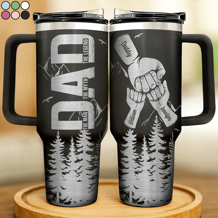 Dad The Man The Myth The Legend Hand Punch - Personalized Engraved 40oz Tumbler