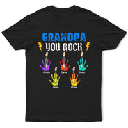 Happy,Gift For Husband,Gift For Grandpa,Gift For Father,Grandpa's Hobby,Dad's Hobby,Guitar - Daddy Grandpa You Rock - Personalized T Shirt