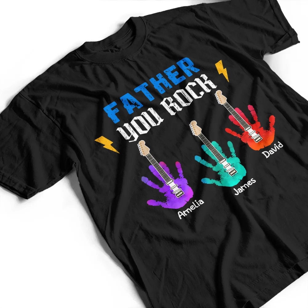 Happy,Gift For Husband,Gift For Grandpa,Gift For Father,Grandpa's Hobby,Dad's Hobby,Guitar - Daddy Grandpa You Rock - Personalized T Shirt