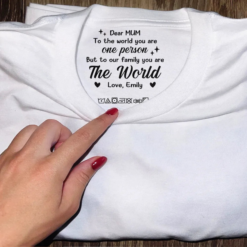 Gift For Father,Gift For Mother,Gift For Women,Gift For Men,Gift For Grandma,Gift For Grandpa - Daddy Mommy You Are The World - Personalized T Shirt