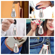 Gift For Father,Baseball,Dad - Children,Happy - Daddy's Dream Team - Personalized Leather Baseball Keychain