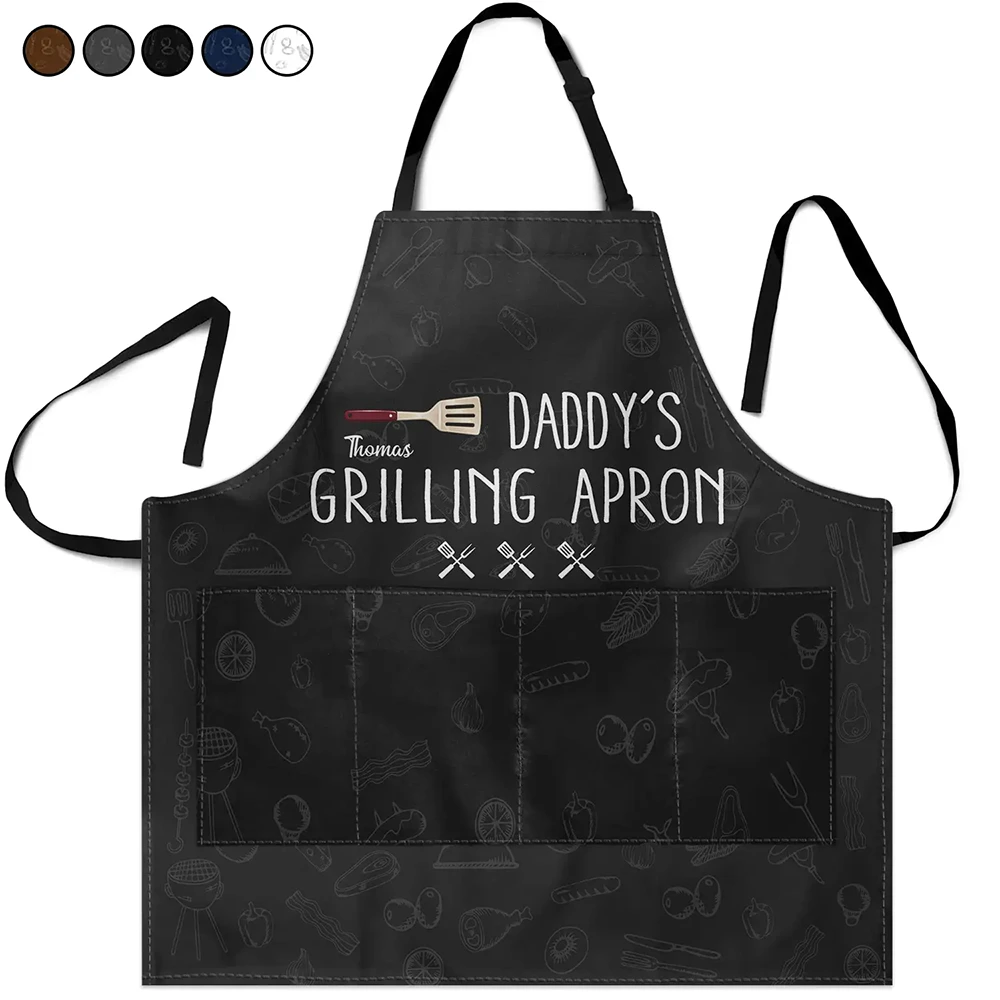 Gift For Father, Grilling, Proud, Icon - Daddy's Grilling Apron - Personalized Apron
