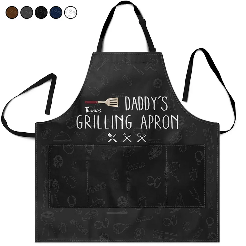 Gift For Father, Grilling, Proud, Icon - Daddy's Grilling Apron - Personalized Apron