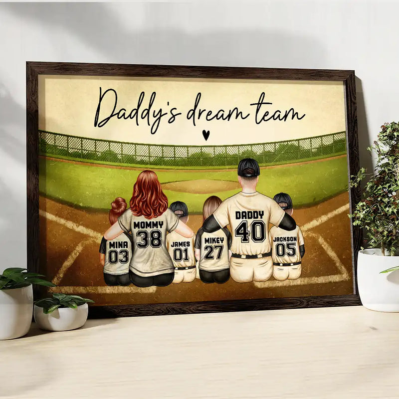Daddy's Dream Team Baseball Father - Personalized Poster
